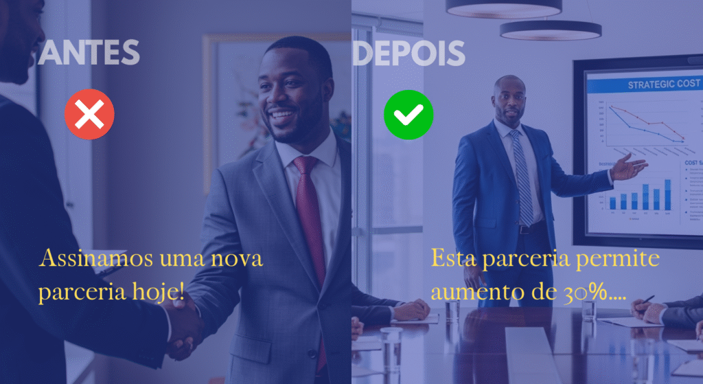 Exemplo de transformação de post institucional em post centrado no cliente em Angola